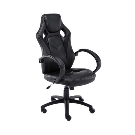Sedia Gaming JARAMA, Grande Comfort, Pelle e Tessuto a Rete, Nero