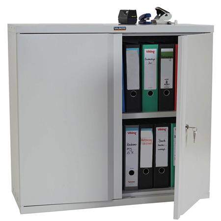  Mobile per archivio CARIN 2 ANTE, cm 84x92x37, in Acciaio, colore Grigio Chiaro