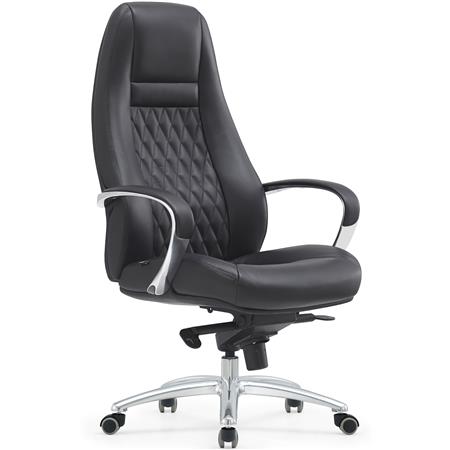 Poltrona ergonomica TINDAYA, Design esclusivo, Rivestimento in Vera pelle, colore Nero