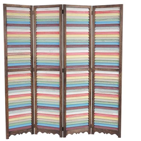 Paravento a 4 pannelli GERD, cm 170x160x2, Struttura in Legno Marrone e Design Multicolore