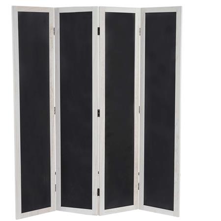 Paravento a 4 pannelli HILDE, 155x137x2cm Legno color Bianco e Lavagna