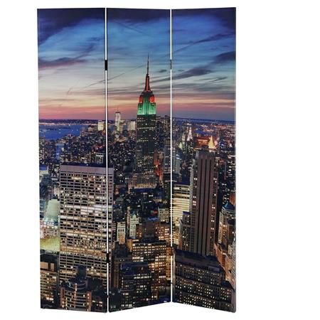 Paravento a 3 pannelli LED CITY, cm 180x120x2,5, Pratico e moderno, Struttura in Legno