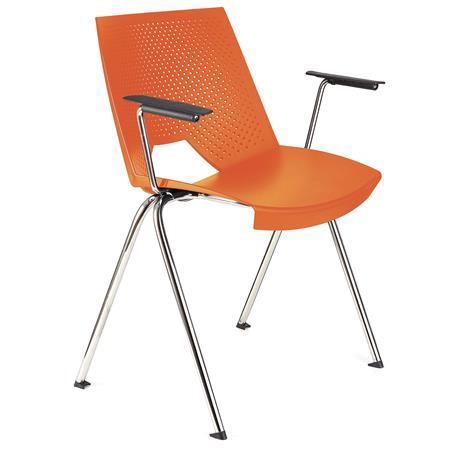 Sedia per sala d'Attesa ENZO CON BRACCIOLI, Comoda e Pratica, Impilabile, Colore Arancione