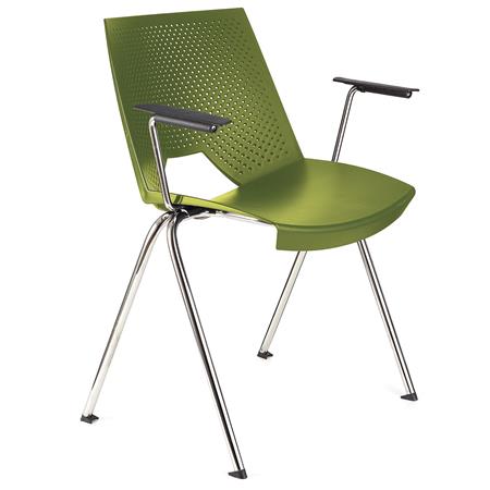 Sedia per sala d'Attesa ENZO CON BRACCIOLI, Comoda e Pratica, Impilabile, Colore Verde