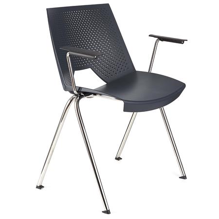 Sedia per sala d'Attesa ENZO CON BRACCIOLI, Comoda e Pratica, Impilabile, Colore Grigio