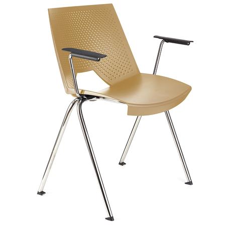 Sedia per sala d'Attesa ENZO CON BRACCIOLI, Comoda e Pratica, Impilabile, Colore Ocra