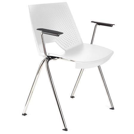 Sedia per sala d'Attesa ENZO CON BRACCIOLI, Comoda e Pratica, Impilabile, Colore Bianco