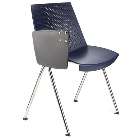 Sedia per sala d´Attesa ENZO CON SCRITTOIO, Pratica e Impilabile, Blu