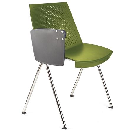 Sedia per sala d'Attesa ENZO CON SCRITTOIO, Comoda e Pratica, Impilabile, Colore Verde
