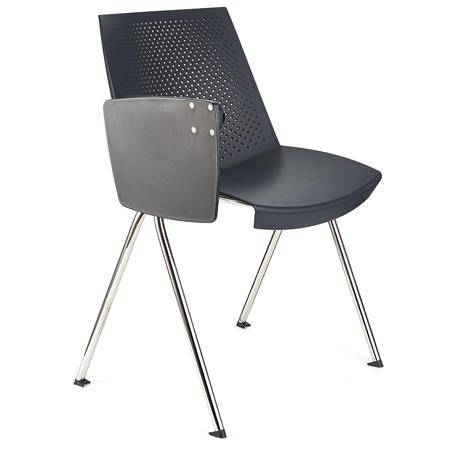 Sedia per sala d'Attesa ENZO CON SCRITTOIO, Comoda e Pratica, Impilabile, Colore Grigio