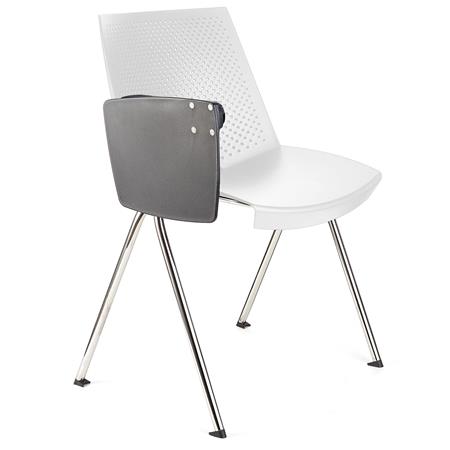 Sedia per sala d'Attesa ENZO CON SCRITTOIO, Comoda e Pratica, Impilabile, Color Bianco