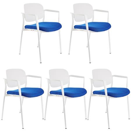 Lotto da 5 sedie d'Attesa ERIC, Comode e Pratiche, Impilabili, Colore Blu 