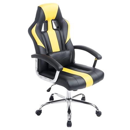 Poltrona Gaming INDOS, Grande Comfort, Pelle, Nero/Giallo