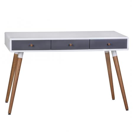 Tavolo per PC modello ROBERT, Design nordico, Misure cm 120x55x75, in Legno colore Bianco/Quercia