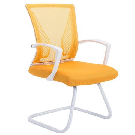 Sedia attesa CUBA WHITE V, Sedile imbottito, Schienale in rete, Design moderno con Base Bianca, Giallo