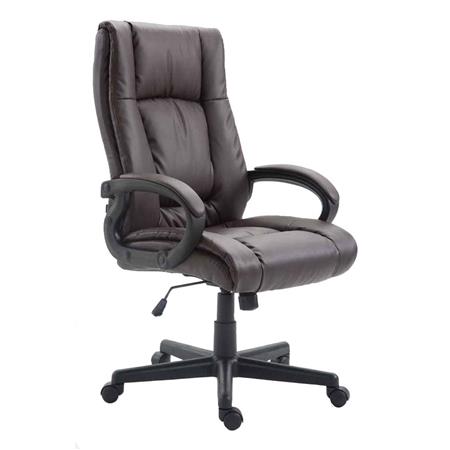 Poltrona da ufficio direzionale NINA, Comoda imbottitura, Schienale ergonomico, in Pelle Marrone