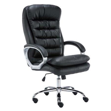 Poltrona XXL da ufficio ACUNA, Imbottitura doppia, in Pelle sintetica, Base in Metallo, colore Nero