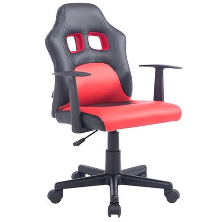 Sedia Sportiva per Bambini GOKU, Robusta, in Pelle, Rosso e Nero