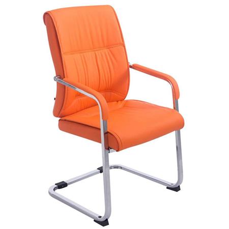 Poltroncina per ospiti MAEL, Imbottita, con Braccioli, Pelle Arancione