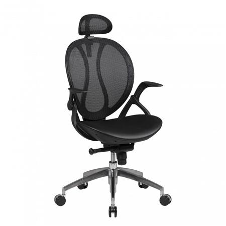 Sedia Ergonomica TELMA PRO, Poggiatesta e Braccioli Abbattibili, in Rete Traspirante, Nero