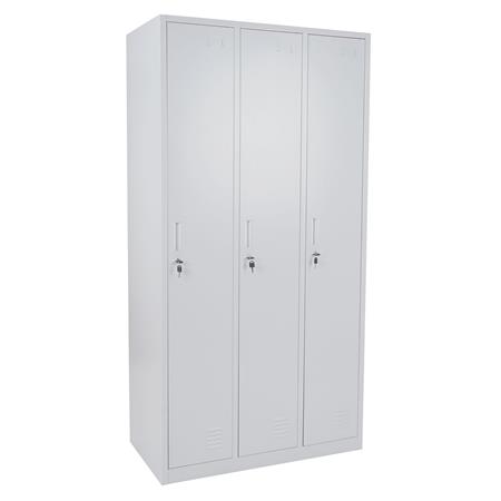 Armadio metallico AGNES 3 ANTE, cm 180x90x50, in Acciaio, colore Grigio