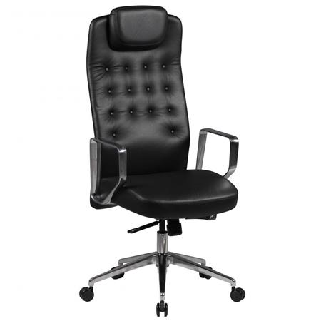 Poltrona di Design DIXON, Alta Qualità, Braccioli in Metallo, in Vera Pelle, colore Nero