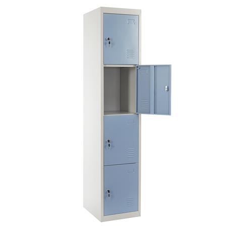 Armadietto casellario HILDUR, cm 180x38x45, in Acciaio, colore Azzurro