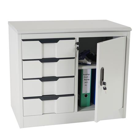 Armadietto con cassetti per ufficio BRITT, cm 70x80x42cm, in Acciaio, colore Grigio