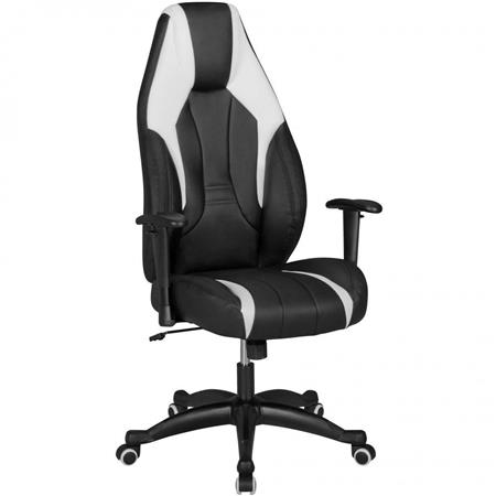 Sedia Gaming URKO, Design Sportivo, in Pelle e Rete colore Nero/Bianco
