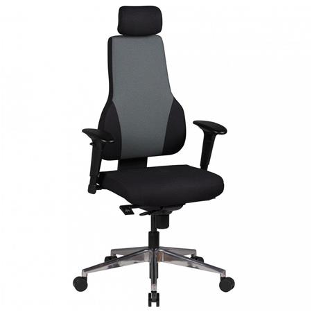 Sedia Ergonomica ULISSE, Regolabile, Poggiatesta, Nero/Grigio