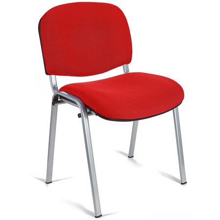 Sedia Conferenze MOBY BASE, Comoda e Pratica, Prezzo Incredibile, Colore Rosso e Gambe Grigie