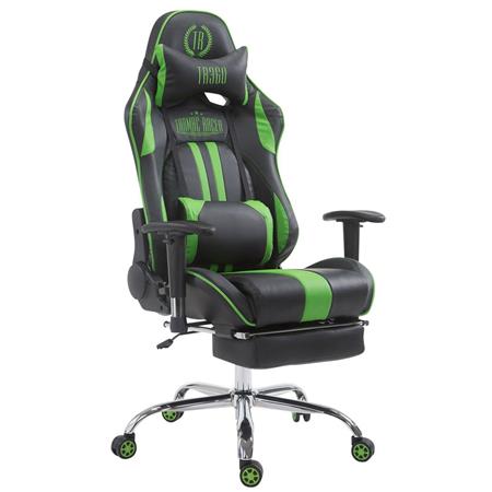 Poltrona Gaming LOGAN con Poggiapiedi, Reclinabile, con Cuscini, in Pelle Nero/Verde