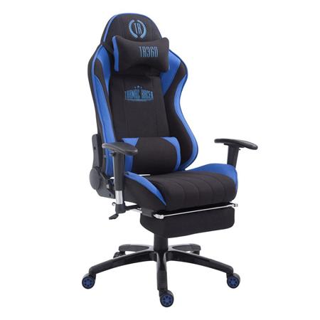 Sedia Gaming TURBO TESSUTO con Poggiapiedi, Reclinabile, Nero/Blu