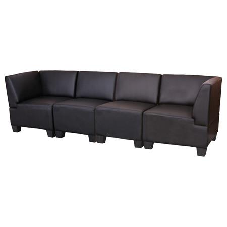 Divano modulare 4 posti LYON, Braccioli alti, Design e Comfort, in Pelle colore Nero
