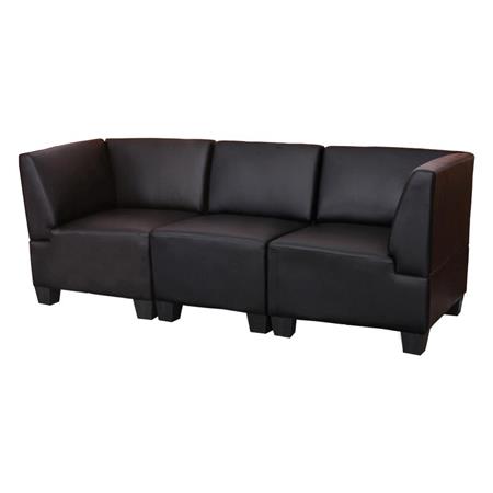 Divano modulare 3 posti LYON, Braccioli alti, Design e Comfort, in Pelle colore Nero