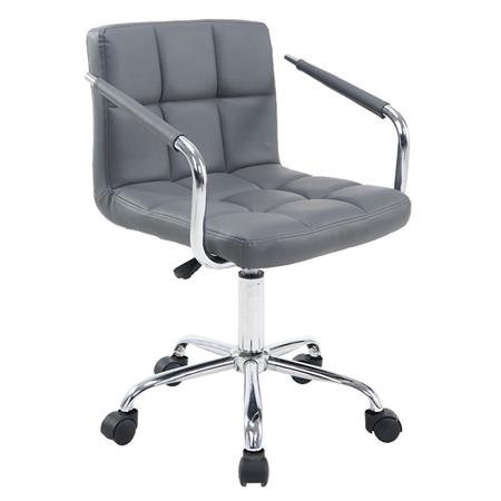 Sedia girevole BETTY, Imbottita, Struttura in Metallo, in Pelle colore Grigio