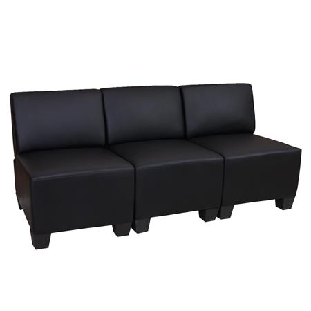 Divano modulare 3 posti LYON, Senza Braccioli, Design e Comfort, in Pelle Nera