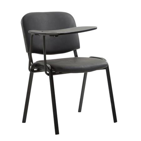 Sedia Conferenze MOBY PELLE con SCRITTOIO ribaltabile, Comoda e Pratica, Nero