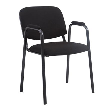 Sedia Conferenze MOBY con BRACCIOLI, Comoda e Pratica, in Tessuto Nero