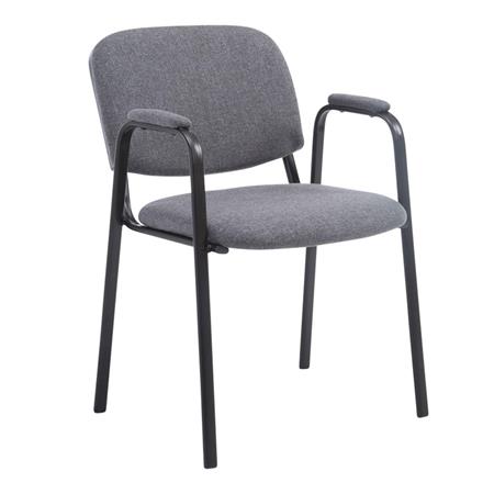 Sedia Conferenze MOBY con BRACCIOLI, Comoda e Pratica, in Tessuto Grigio