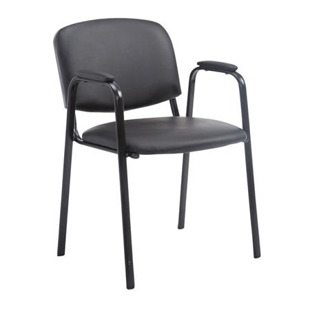 Sedia Conferenze MOBY PELLE con BRACCIOLI, Comoda e Pratica, Nera
