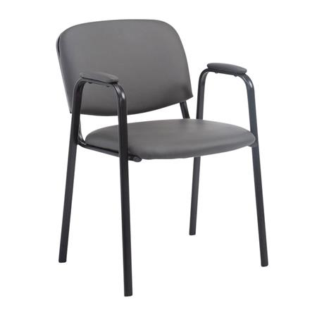 Sedia Conferenze MOBY PELLE con BRACCIOLI, Comoda e Pratica, colore Grigio
