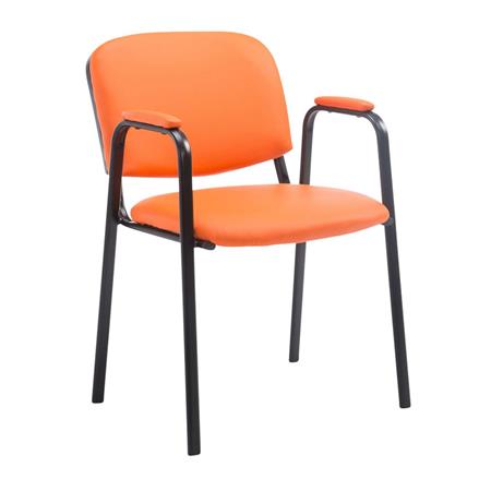 Sedia Conferenze MOBY PELLE con BRACCIOLI, Comoda e Pratica, colore Arancione