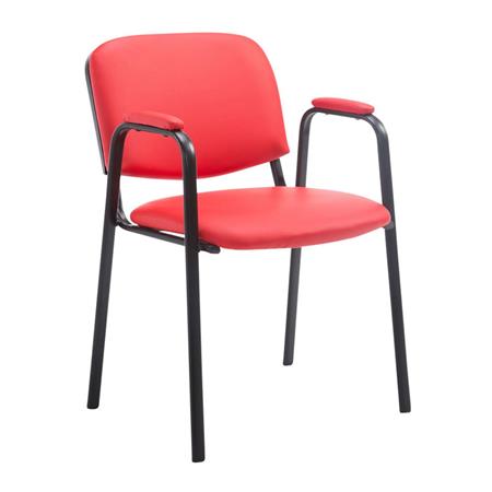 Sedia Conferenze MOBY PELLE con BRACCIOLI, Comoda e Pratica, colore Rosso