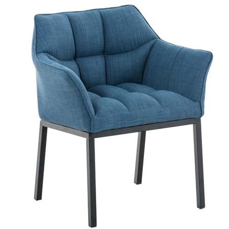 Poltroncina per ospiti OCTAVIO TESSUTO, Imbottita, Gambe Nere, colore Blu