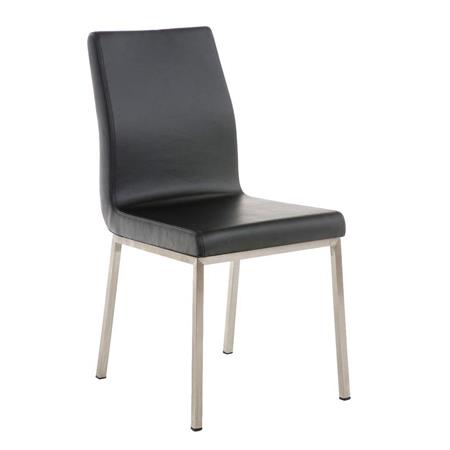 Sedia per Ospiti COLOMO, Gambe in Acciaio Inox, Seduta in Pelle, Nero