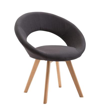 Sedia Ospiti TIMMY TESSUTO, Imbottita, Gambe in Legno, Design Originale, Nero