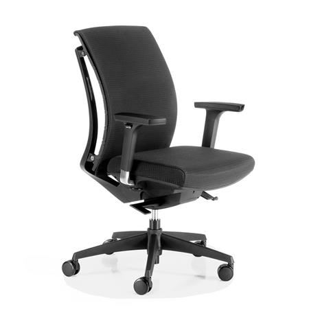 Sedia Ergonomica EMILIA, Reclinazione Sincronizzata, Schienale Flessibile, in Nero