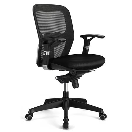 Sedia Ergonomica FELIX, Sostegno Lombare Regolabile, Tessuto Nero