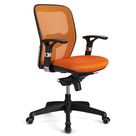 Sedia Ergonomica FELIX, Sostegno Lombare Regolabile, Uso Professionale, in Arancione